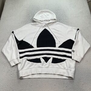 ADIDAS Originals Big Trefoil Hoodie Mens XL White Black Sweatshirt Pullover